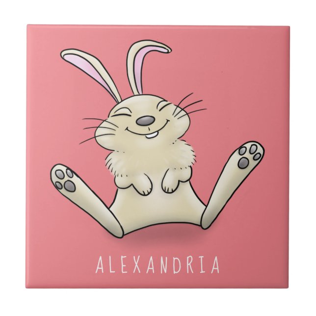 Carreau Illustration de dessin de lapin lapin mou (Devant)