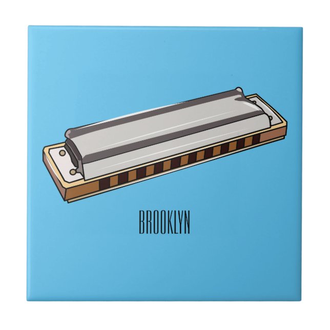 Carreau Illustration de dessin d'Harmonica (Devant)