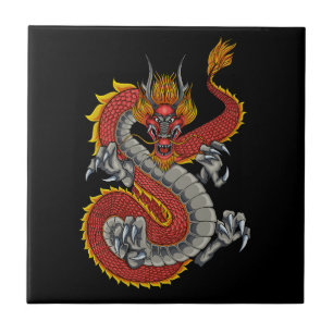 Carreau illustration de dragon japonais