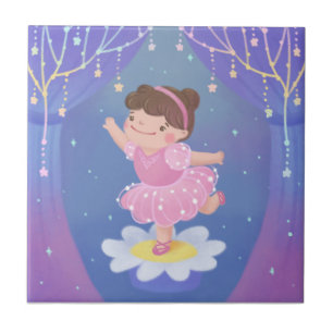Carreau Illustration de fantaisie du rêve d'une ballerine