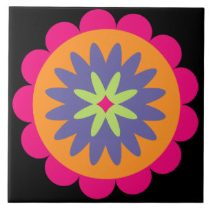 Carreau illustration de formes florales orange et rose