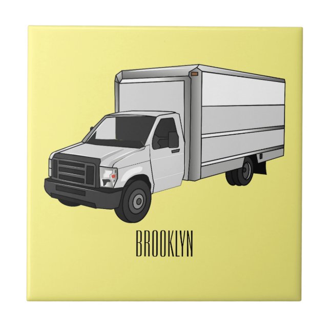 Carreau Illustration de la caricature du camion-boîte (Devant)