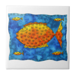 Carreau Illustration de l'aquarelle Fish Sea Life