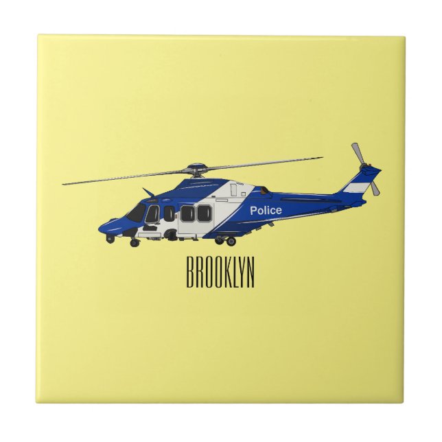 Carreau Illustration de l'hélicoptère de police (Devant)
