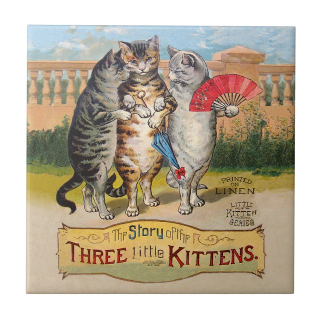 Carreau Illustration de l'oie des trois petits chatons (Devant)