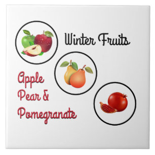 Carreau Illustration de pomme, poire et grenade