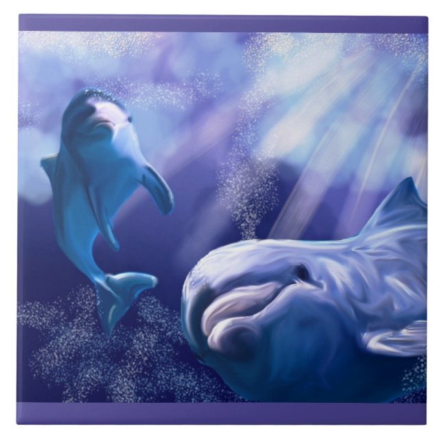Carreau Illustration de tuile de dauphin (Devant)