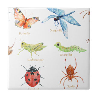 Carreau Illustration d'insecte d'aquarelle