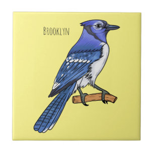 Carreau Illustration d'oiseau de jay bleu