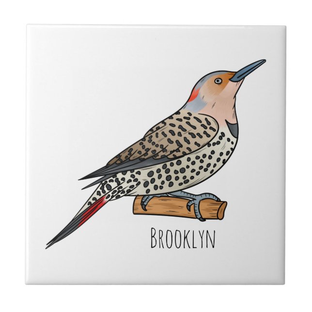 Carreau Illustration d'oiseau de scintillement du Nord (Devant)