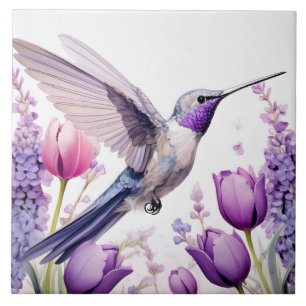 Carreau Illustration du colibri lavande
