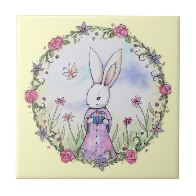 Carreau Illustration du lapin de Pâques (Devant)