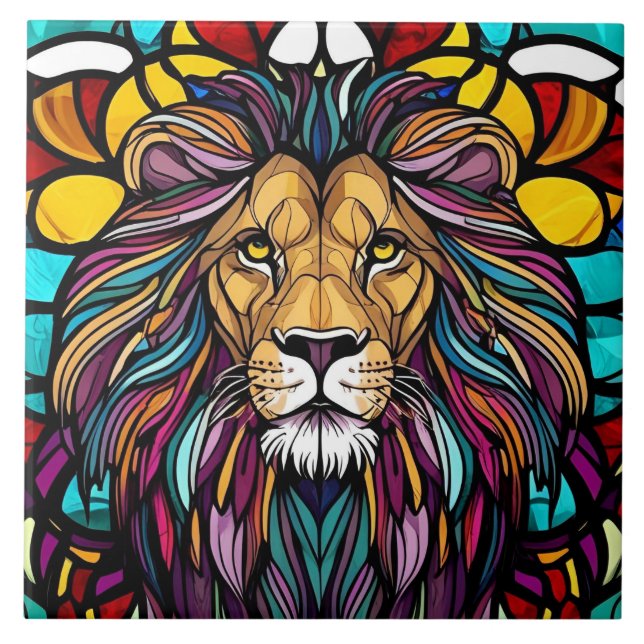 Carreau Illustration du lion en verre tendu (Devant)