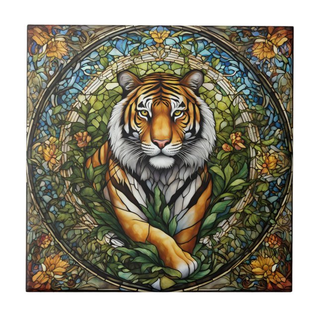 Carreau Illustration du tigre de verre (Devant)