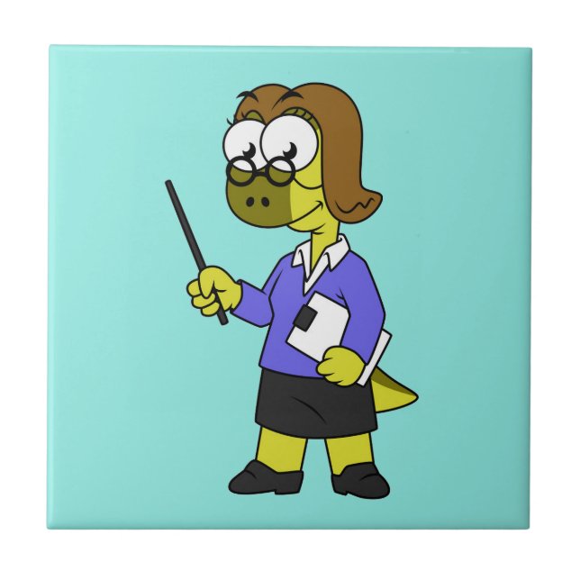 Carreau Illustration D'Un Enseignant Pachycéphalosaure. (Devant)