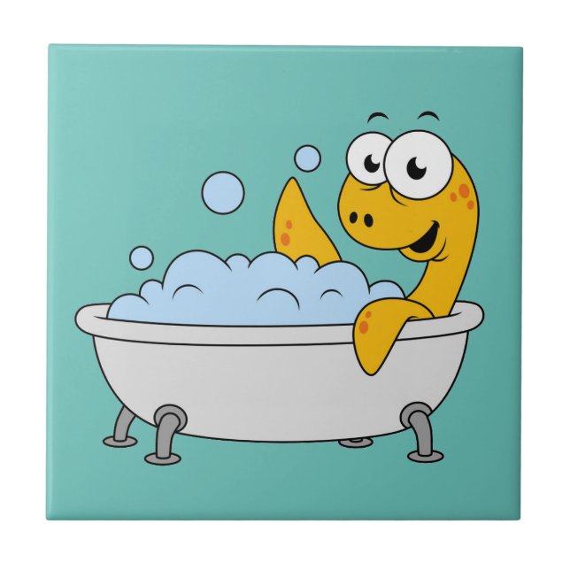 Carreau Illustration D'Un Monstre De Loch Ness De Bain. (Devant)