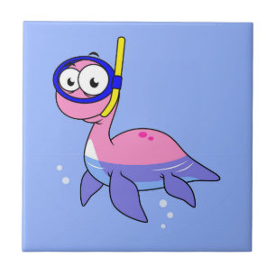 Carreau Illustration D'Un Monstre De Loch Ness De Snorkeli