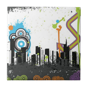 Carreau Illustration d'un paysage urbain sale