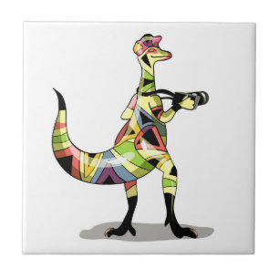 Carreau Illustration D'Un Photographe Iguanodon.