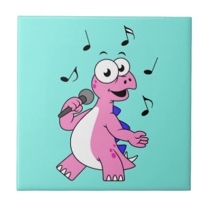 Carreau Illustration D'Un Stegosaurus Chantant.