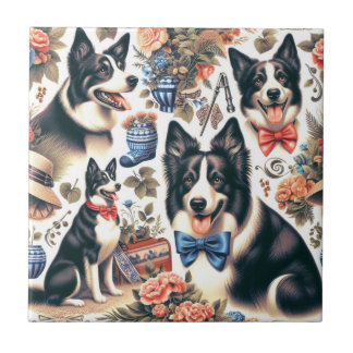 Carreau Illustration d'une bordure Vintage mignonne