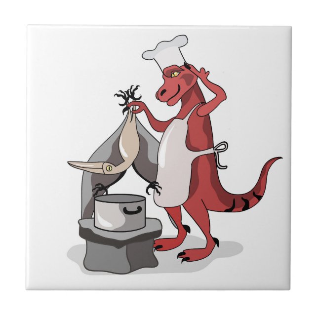 Carreau Illustration D'Une Cuisine De Chef Tyrannosaurus R (Devant)