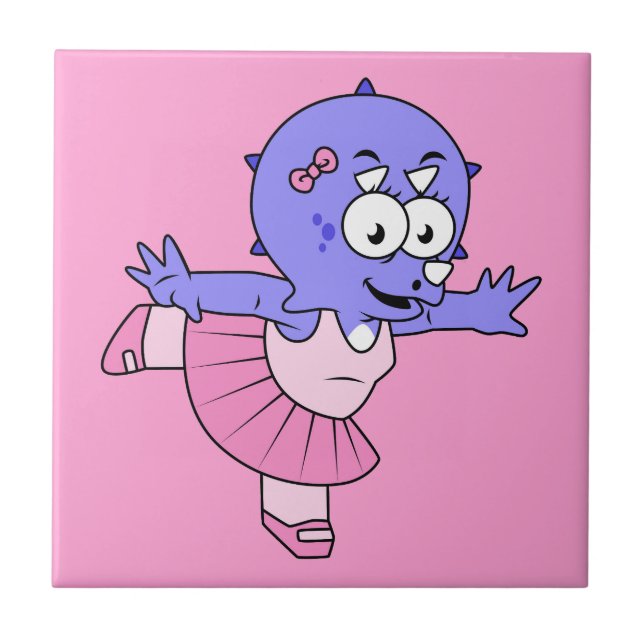 Carreau Illustration D'Une Danse De Ballet Triceratops. (Devant)