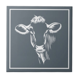 Carreau Illustration et gris blancs de vache laitière de