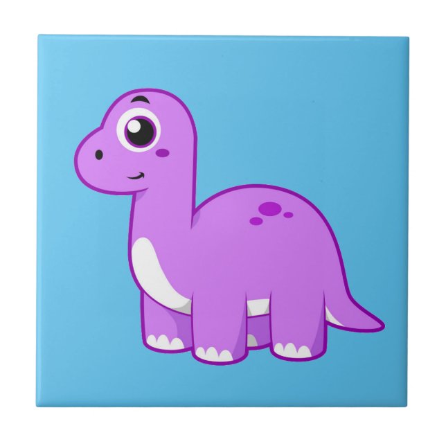 Carreau Illustration Mignonne D'Un Brontosaurus Dinosaure. (Devant)