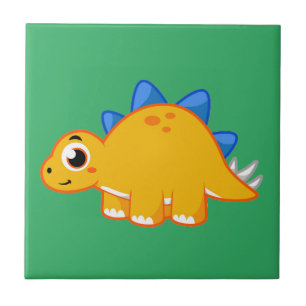 Carreau Illustration Mignonne D'Un Stegosaurus.