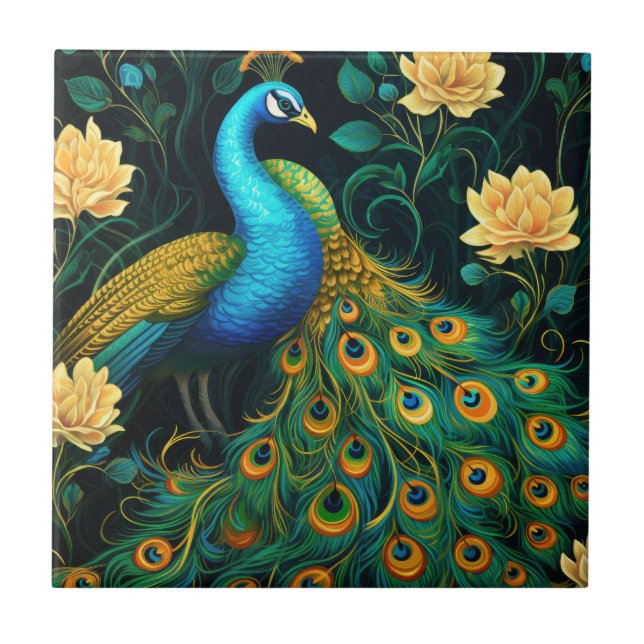 Carreau Illustration Peacock couleur bleu (Devant)