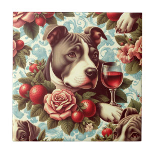 Carreau Illustration Retro American Pit Bull Terrier