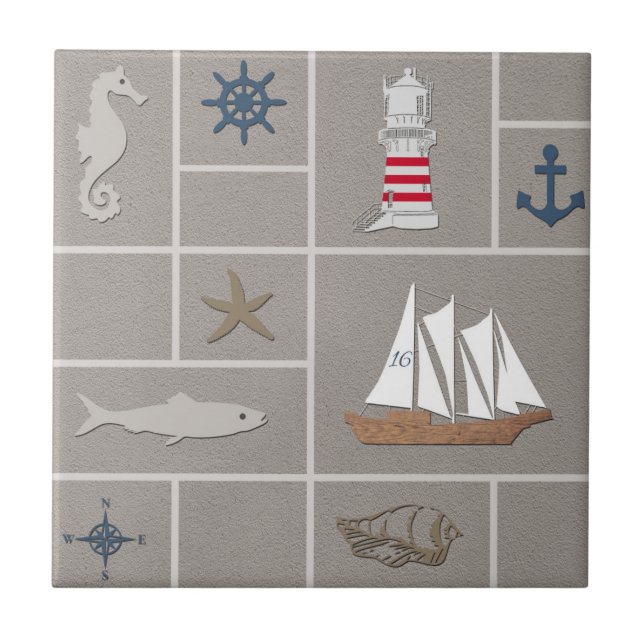Carreau Illustration thématique marine (Devant)