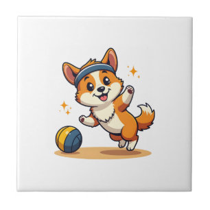 Carreau Illustration vectorielle de chien de volleyball Co