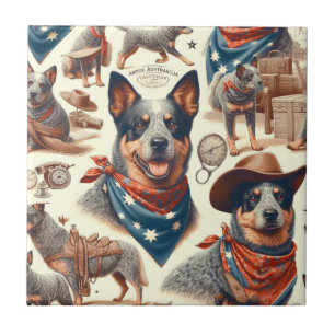 Carreau Illustration vintage Australian Cattle Dog