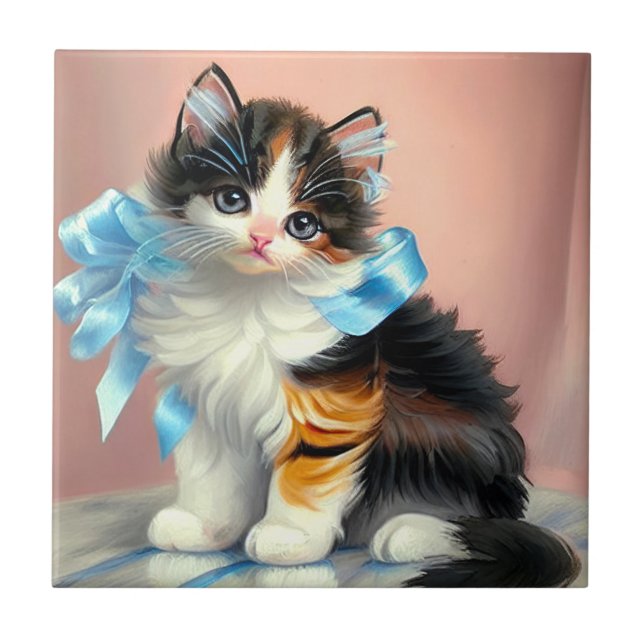 Carreau Illustration vintage Calico Kitten (Devant)