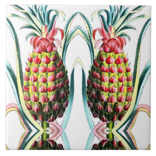Carreau Illustration Vintage d'ananas en céramique