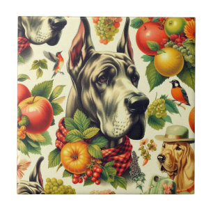 Carreau Illustration vintage de chien gibier