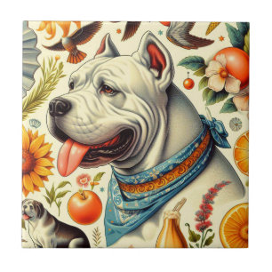 Carreau Illustration vintage Dogo Argentino