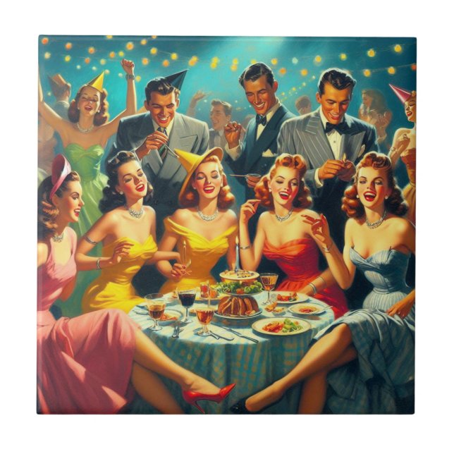 Carreau Illustration vintage Party (Devant)