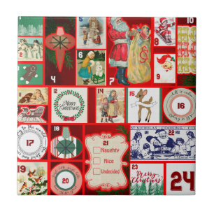 Carreau Illustrations de Noël Vintage Holiday Fun