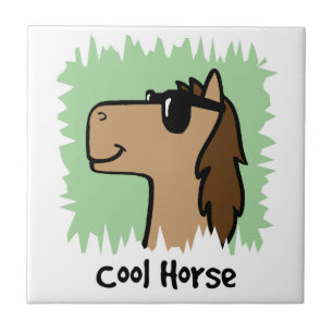 Carreau Image de dessin animé d'un cheval cool portant des