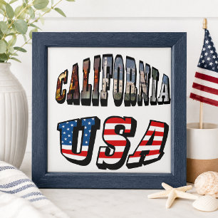 Carreau Image de la Californie et texte du drapeau américa
