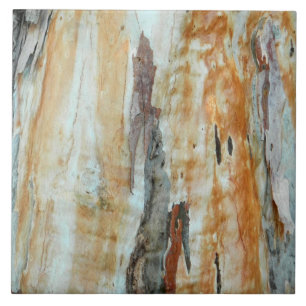 Carreau Image d'écorce d'arbre naturel coloré orange et gr
