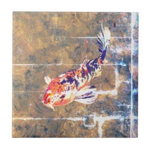 Carreau Image japonaise patinée Koi