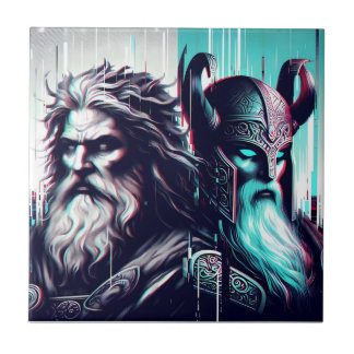 Carreau image of the gods zeus and odin togethe