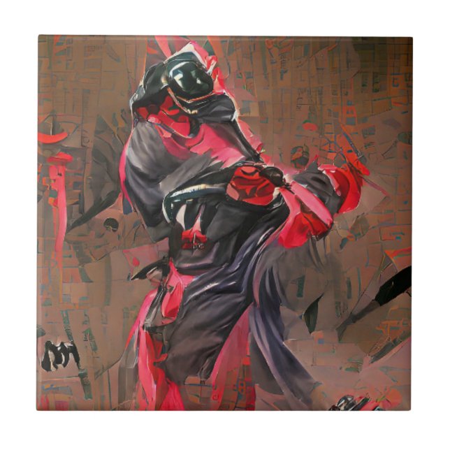 Carreau Images de la mort de Ninja art abstrait  (Devant)