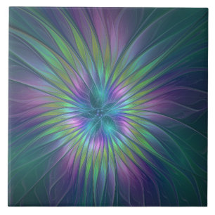 Carreau Imaginaire brillant coloré Fleur Abstrait Fractal