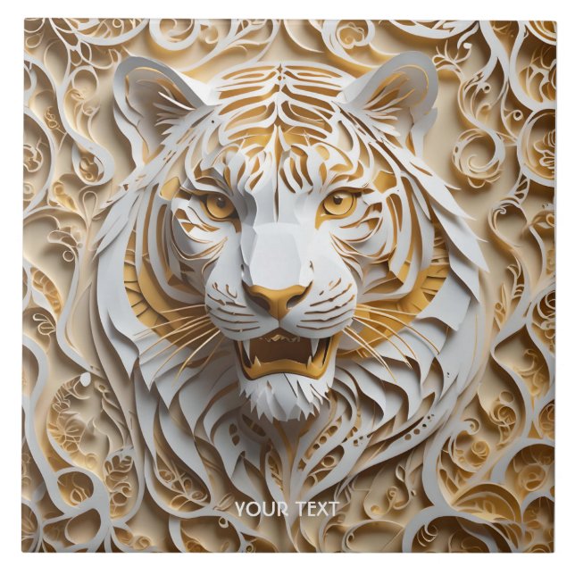 Carreau Imaginaire Cute Kirigami Tiger Blanc (Devant)