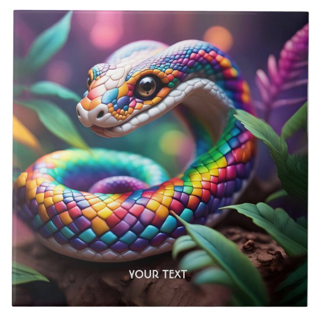 Carreau Imaginaire Cute Vibrant Snake Feuilles (Devant)